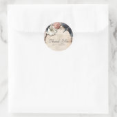 Sticker Rond Rustique Blanc Birch Floral & Colibri Favoriser (Sac)