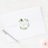 Sticker Rond Rustique blanc vert aquarelle Mariage or Floral (Enveloppe)
