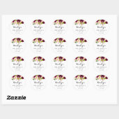 Sticker Rond Rustique Blush Bourgogne Merci Mariage Faveur (Feuille)