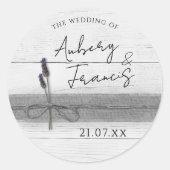 Sticker Rond Rustique Boho Burlap Lavender Fleur sauvage Mariag (Devant)