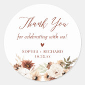 Sticker Rond Rustique Boho Floral Mariage Merci Favor (Devant)