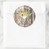 Sticker Rond Rustique Boho Longhorn tournesol Monogramme Mariag (Sac)