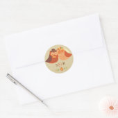 Sticker Rond Rustique Boho Lovebird Owl Couple Mariage (Enveloppe)
