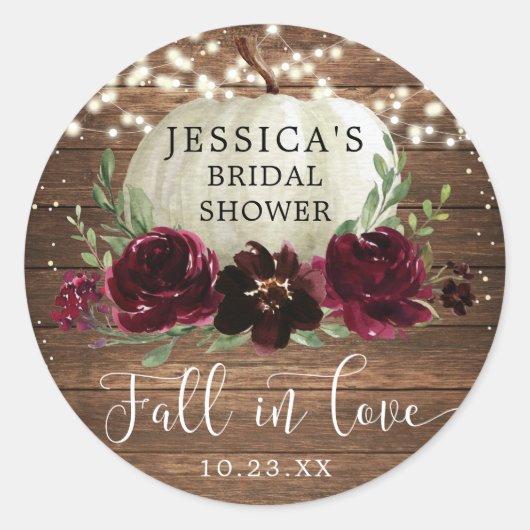 Sticker Rond Rustique Bois Bourgogne Citrouille Merci Favoriser (Devant)