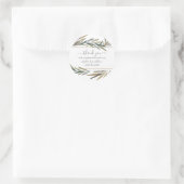 Sticker Rond Rustique Botanique Aquarelle Herbe Mariage Merci (Sac)