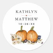 Sticker Rond Rustique Botanique Automne Citrouille Mariage de a (Devant)