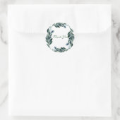 Sticker Rond Rustique Botanique Vert Aquarelle Feuille Merci (Sac)