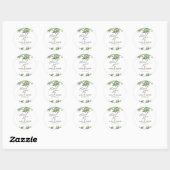 Sticker Rond Rustique Botanique Vert & Or Mariage Foliage (Feuille)