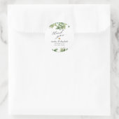 Sticker Rond Rustique Botanique Vert & Or Mariage Foliage (Sac)