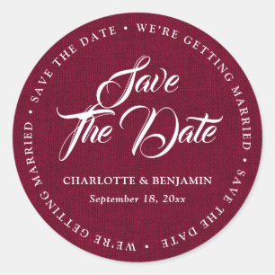 Sticker Rond Rustique Bourgogne Bourgogne Mariage Enregistrer L
