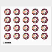 Sticker Rond Rustique Bourgogne et Blush Fall Floral Mariage (Feuille)