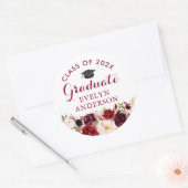 Sticker Rond Rustique Bourgogne Floral Graduate Graduate (Enveloppe)