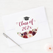 Sticker Rond Rustique Bourgogne Floral Graduation Favoriser le (Enveloppe)