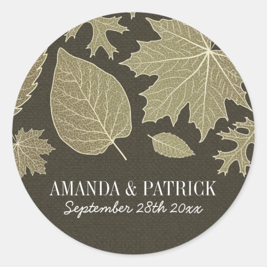 Sticker Rond Rustique Burlap Gold Fall quitte mariage Faveurs (Devant)