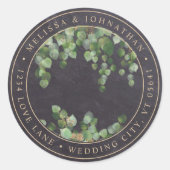 Sticker Rond Rustique Chalkboard Eucalyptus Mariage de verdure (Devant)