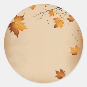 Sticker Rond Rustique chaud avec feuilles d'automne