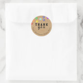 Sticker Rond Rustique - Chien arc-en-ciel Paw Merci personnalis (Sac)