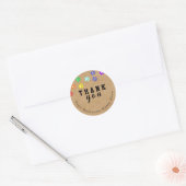 Sticker Rond Rustique - Chien arc-en-ciel Paw Merci personnalis (Enveloppe)