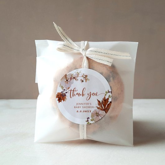 Sticker Rond Rustique citrouille d'automne merci