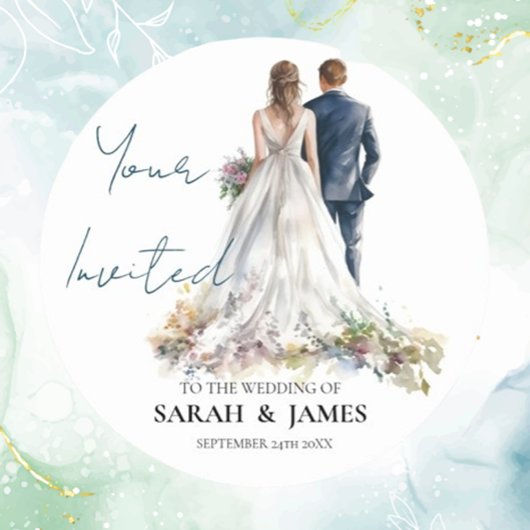 Sticker Rond Rustique classique Boho Floral Mariage