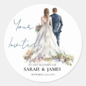 Sticker Rond Rustique classique Boho Floral Mariage (Devant)