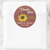 Sticker Rond Rustique Country Grange Bois et tournesols (Sac)