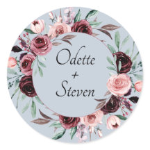 Rustique Dusty Blue et bourgogne Mariage