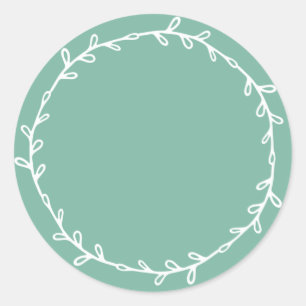 Sticker Rond Rustique Écriture Maison Poussiéreux Vert Jade