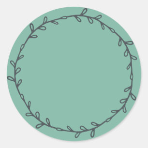 Sticker Rond Rustique Écriture Maison Poussiéreux Vert Jade