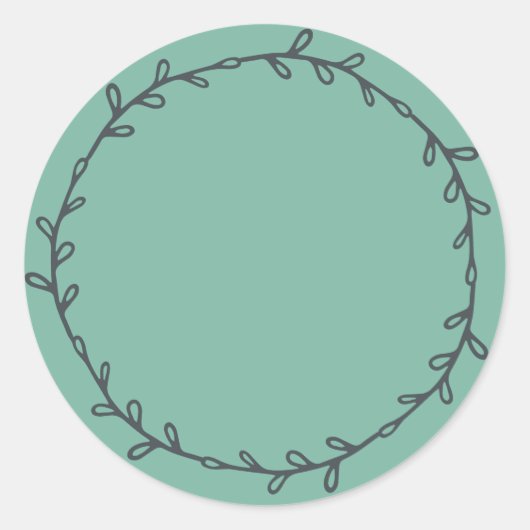 Sticker Rond Rustique Écriture Maison Poussiéreux Vert Jade (Devant)