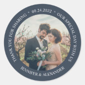 Sticker Rond Rustique élégant mariage Merci photo en faveur (Devant)
