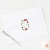 Sticker Rond Rustique Elegant Rouge et or Floral Blanc Mariage (Enveloppe)