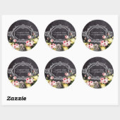 Sticker Rond rustique élégant vintage chalkboard floral (Feuille)