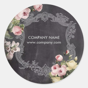 Sticker Rond rustique élégant vintage chalkboard floral