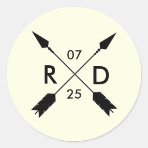 Sticker Rond rustique et bohème   Flèche croisée   Mariage pers
