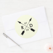 Sticker Rond rustique et bohème | Flèche croisée | Mariage pers (Enveloppe)