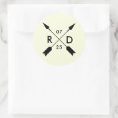Sticker Rond rustique et bohème | Flèche croisée | Mariage pers (Sac)