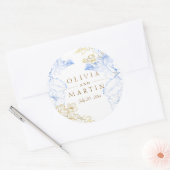 Sticker Rond Rustique et élégant Florals Rose Mariage or (Enveloppe)