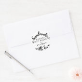 Sticker Rond Rustique fait à la main avec l'amour Script Coeur  (Enveloppe)