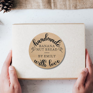 Sticker Rond Rustique fait à la main avec Love Script papier de