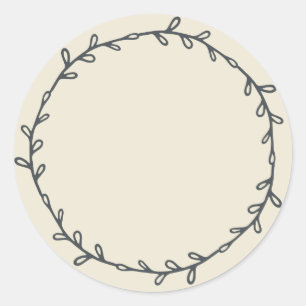 Sticker Rond Rustique fait main antique blanc écriture