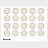 Sticker Rond Rustique fait main antique blanc écriture (Feuille)