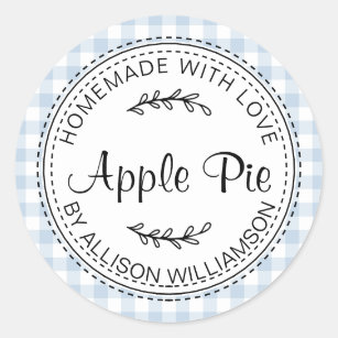Sticker Rond Rustique fait maison Apple Pie Blue Check