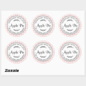 Sticker Rond Rustique fait maison Apple Pie rose blanc chèque (Feuille)