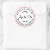 Sticker Rond Rustique fait maison Apple Pie rose blanc chèque (Sac)