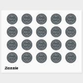 Sticker Rond Rustique Fait Maison Avec Amour Merci Blanc Noir (Feuille)
