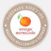 Sticker Rond Rustique fait maison avec amour | Orange Marmlade (Devant)