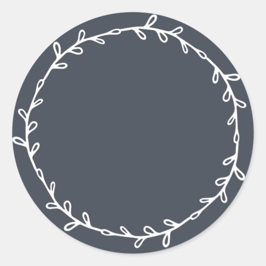 Sticker Rond Rustique Fait Maison Bleu Foncé À Écrire (Devant)