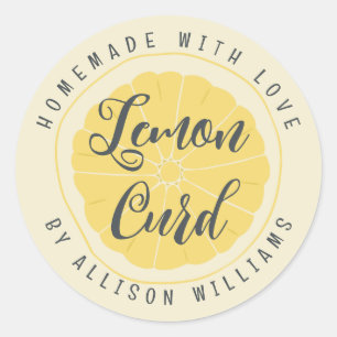 Sticker Rond Rustique fait maison citron jaune curé