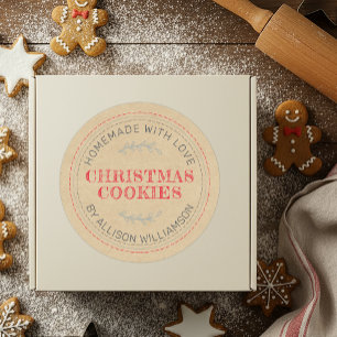 Sticker Rond Rustique fait maison de Noël Cookies Kraft Papier